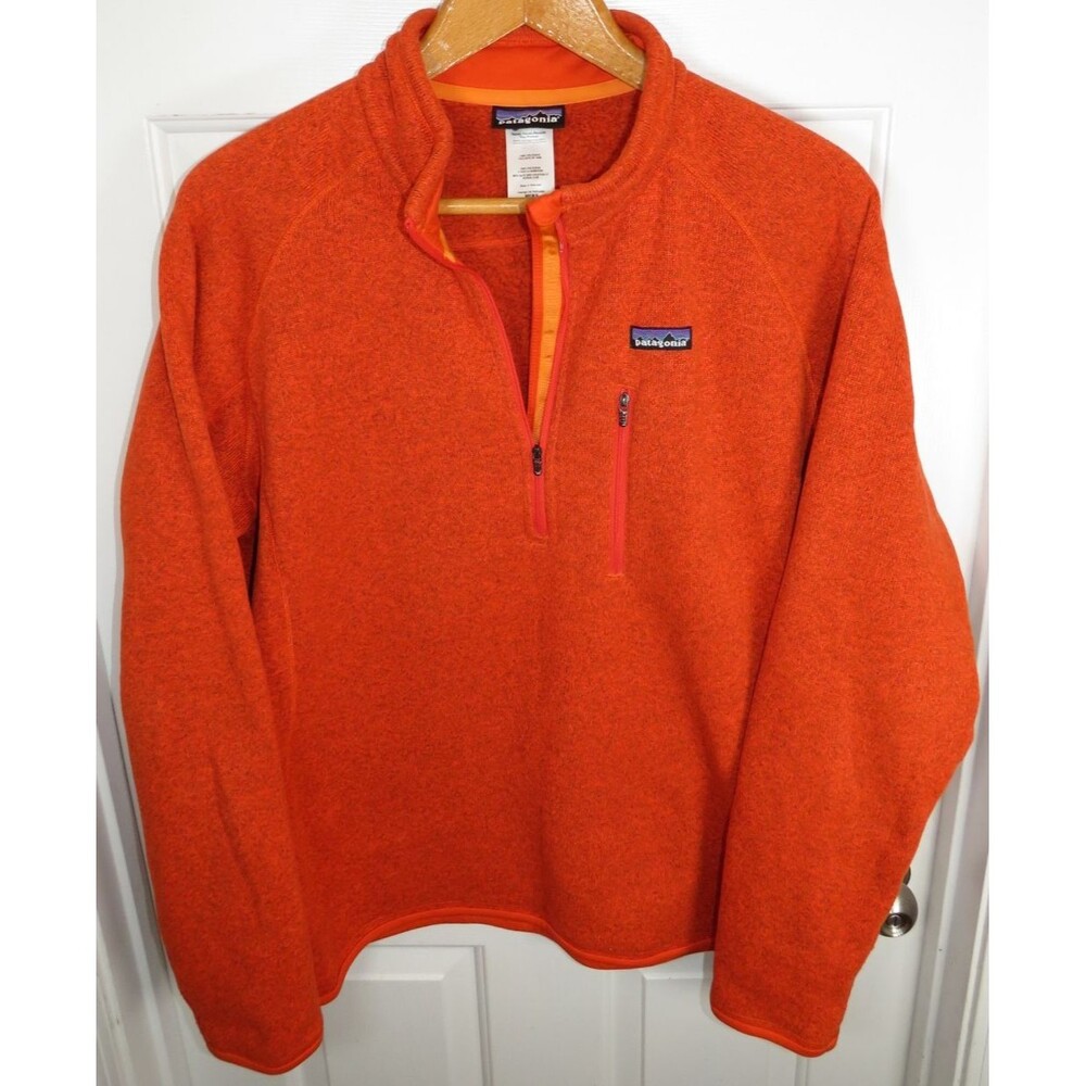 Patagonia Better Sweater 1/4 Zip Fleece Pullover Orange Knit Jacket Mens XL